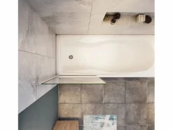 Clearance Aica Mampara de bañera abatible-cristal templado 6mm-con perfil cromado-(780-800)x1400mm Transparente