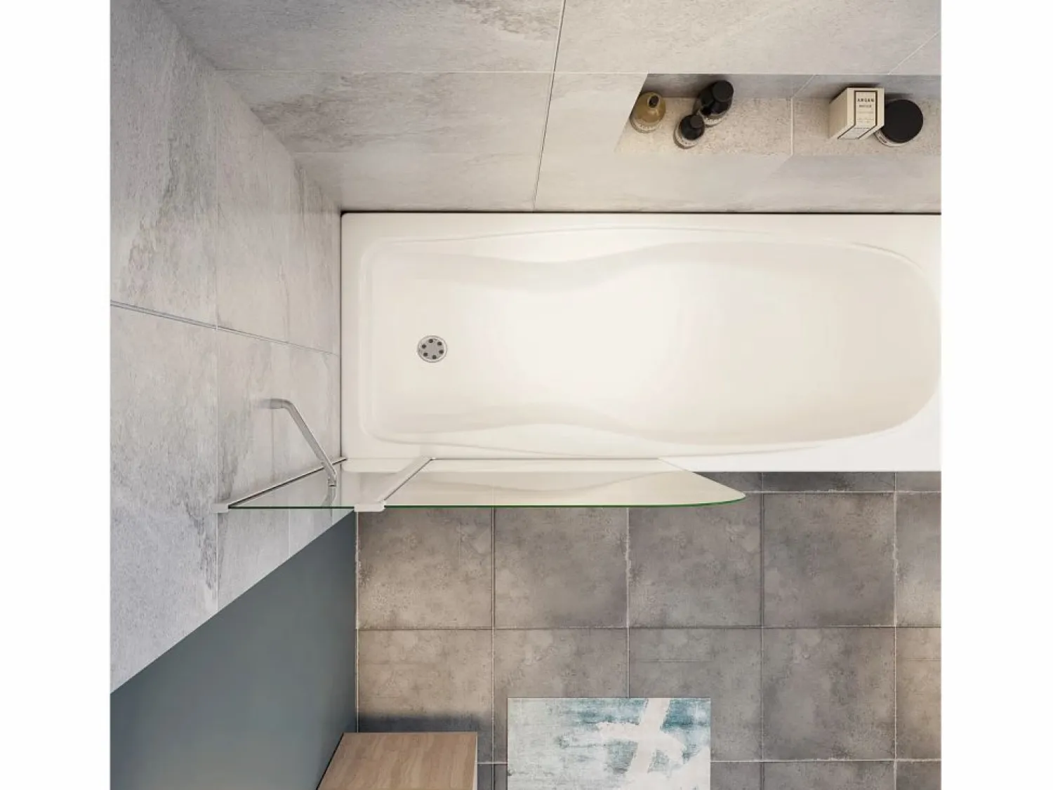 Outlet Mampara de bañera abatible-cristal templado 4mm con perfil gris mate-(1090-1100)x1400mm Mampara De Bañera