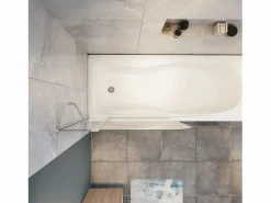 Hot Mampara de bañera abatible-cristal templado 4mm con perfil gris mate-(990-1000)x1400mm Mampara De Bañera