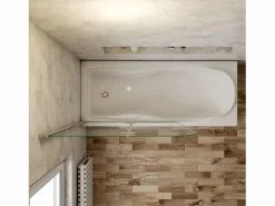 Aica Mampara de bañera abatible 2 hojas cristal antical 6mm plegable (1180-1200)x1400mm