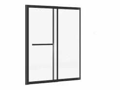 Outlet Shower & Design Mampara de bañera corredera negro mate con toallero - 100x140 cm - WAIMEA Transparente / Negro