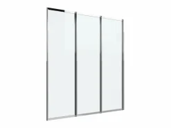Shower & Design Mampara de bañera plegable de metal color cromo estilo industrial, 120 x 140 cm, DISTRICT Plateado