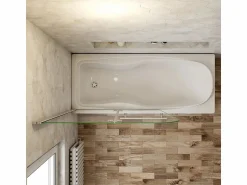 Aica Mampara de bañera plegable-cristal antical 6mm con un toallero 300mm-(880-900)x1400mm