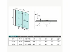 Aica Mampara de bañera plegable-cristal antical 6mm con un toallero 300mm-(880-900)x1400mm