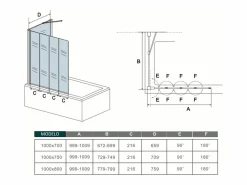 Best Aica Mampara de bañera plegable-vidrio 4mm con perfil gris mate-4 hojas+panel lateral 700mm-(899-909)x(672-699)x1400mm Transparente