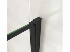 Aica Mampara de bañera serigrafiada de líneas verticales negras Perfil Negro Mate Cristal Templado 4mm Tamaño:(780-800)x1400mm-