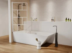 Hot Mampara de baño pivotante de cristal y metal, mate, An. 70 x Al. 140 cm, RIVANON Mampara De Bañera