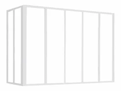 Vente-unique Mampara de cristal esquinera tipo taller BAYVIEW en aluminio con recubrimiento en polvo, 150 x 60 x 130 cm, color