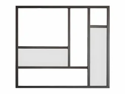 Hot Vente-unique Mampara de cristal estilo taller de aluminio con recubrimiento en polvo y espejos - 150x130 cm - ELEXIA Negro