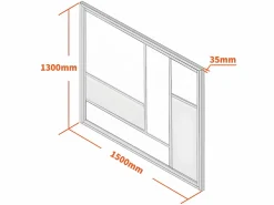 Hot Vente-unique Mampara de cristal estilo taller de aluminio con recubrimiento en polvo y espejos - 150x130 cm - ELEXIA Negro