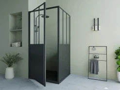 Shower & Design Mampara de ducha con puerta pivotante mate - 80 x 80 x 195 cm - URBANIK