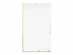 Shower & Design Mampara de ducha estilo italiano dorada estilo industrial, 120 x 200 cm, vidrio templado YOREM