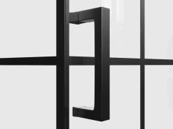 New Shower & Design Mampara de ducha fija con puerta pivotante serigrafiada mate, 120 x 190 cm, CAPARICA Negro