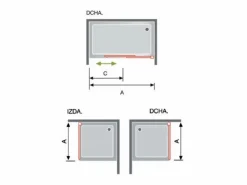 New Mampara de ducha frontal + Puerta Corredera 110 cm LUNA Negro con Cristal serigrafiado Mampara De Ducha