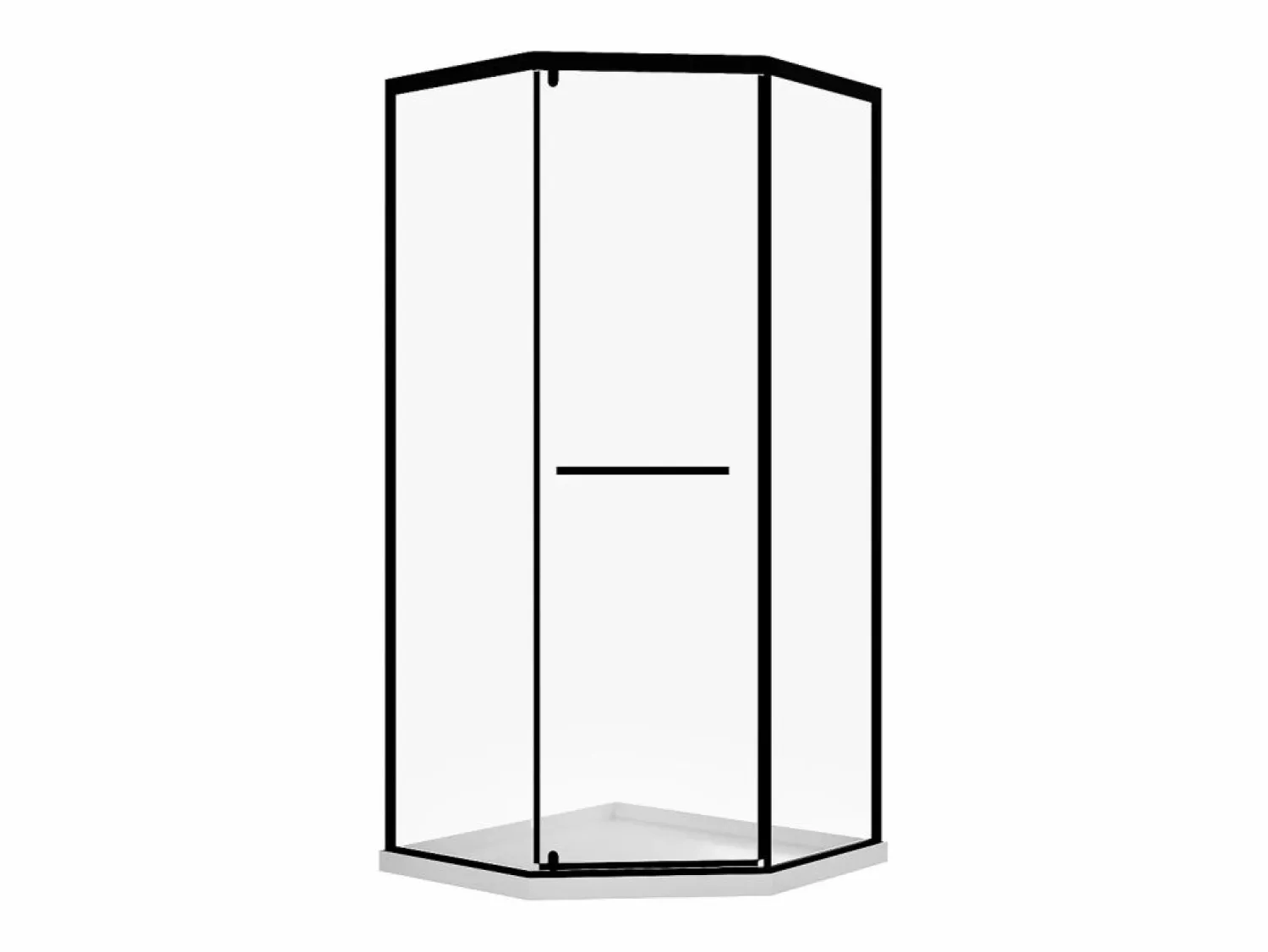 Shower & Design Mampara de ducha pentagonal con plato, mate, 90 x 90 x 195 cm CRISTELIO