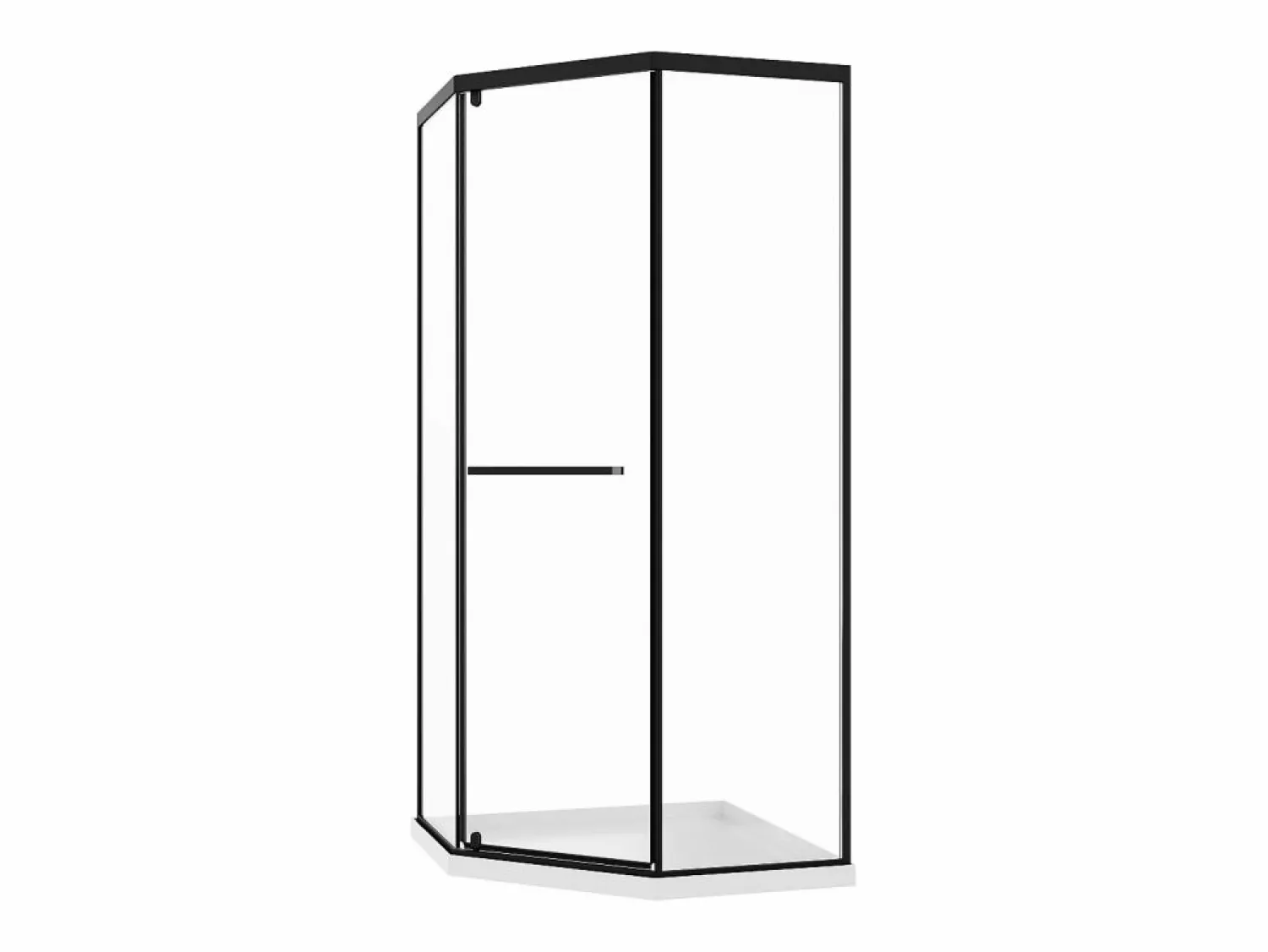 Shower & Design Mampara de ducha pentagonal con plato, mate, 90 x 90 x 195 cm CRISTELIO