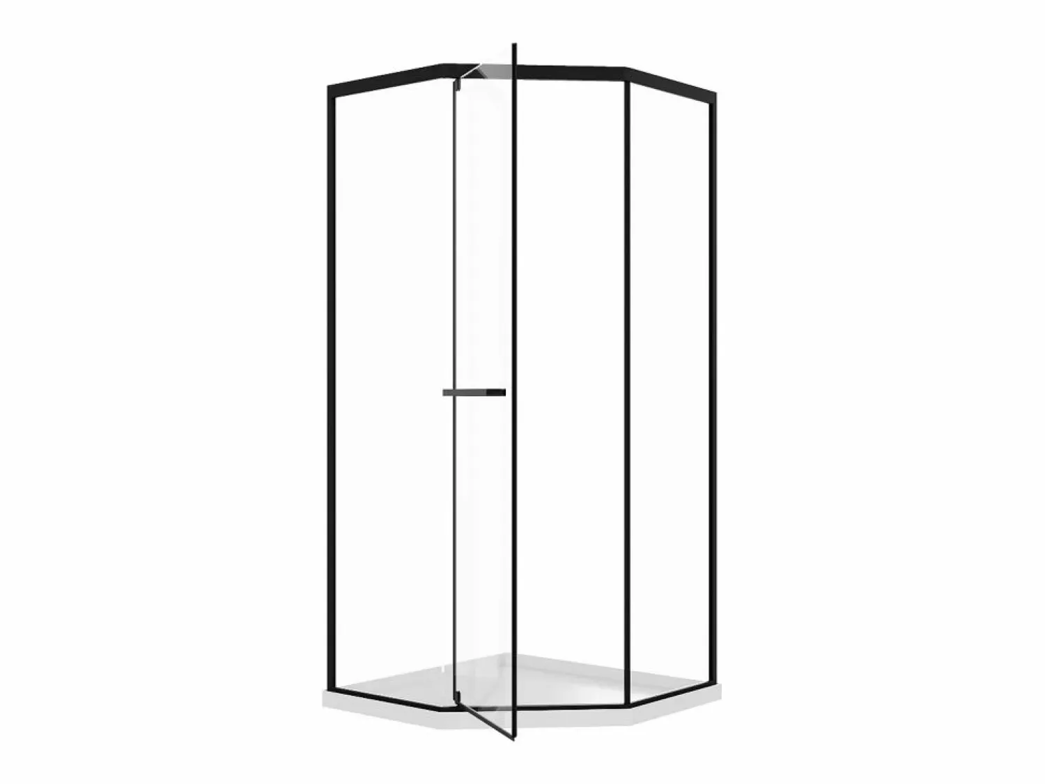 Shower & Design Mampara de ducha pentagonal con plato, mate, 90 x 90 x 195 cm CRISTELIO