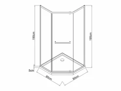Online Mampara de ducha pentagonal con plato, mate, 80 x 80 x 195 cm CRISTELIO Mampara De Ducha
