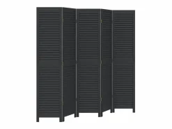 Online Mampara divisoria de 5 paneles en madera maciza de paulownia negra Negro