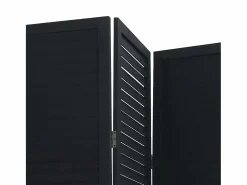 Online Mampara divisoria de 5 paneles en madera maciza de paulownia negra Negro