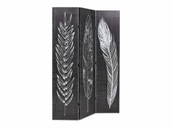 Mampara plegable 120x170 cm Plumas Blanco y