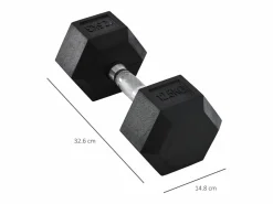 Mancuerna hexagonal de 12,5 kg, de metal y goma, con mango acanalado, color (14,8 x 14,8 x 32,6 cm)