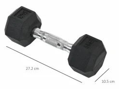 Outlet Mancuernas hexagonales de 2 piezas, de hierro fundido con revestimiento de goma, color (27,2 x 10,5 x 10,5 cm) Negro