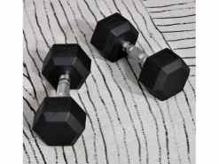 mancuernas hexagonales de 10 kg, de hierro fundido con revestimiento de goma, negras (31 x 13,5 x 13,5 cm)