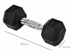 Online mancuernas hexagonales de metal de 6 kg con cubierta de goma, color (11,5 x 11,5 x 28,8 cm) Negro