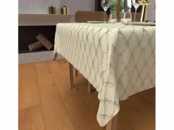 Discount Soleil d'ocre Mantel festivo cuadrado antimanchas de puro algodón 180x180 cm plata CELESTE, por Beige
