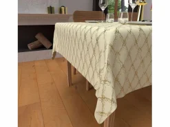 Hot Soleil d'ocre Mantel rectangular festivo antimanchas en puro algodón 160x250 cm CELESTE oro, por Beige
