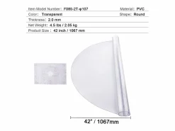 New Mantel SucceBuy Protector de Mesa de PVC de 106 cm, Almohadilla de Escritorio Redonda de Plástico , 2 mm de Grosor Mantelería|Mantelería