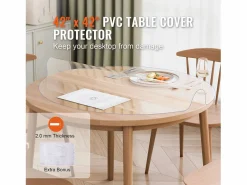 New Mantel SucceBuy Protector de Mesa de PVC de 106 cm, Almohadilla de Escritorio Redonda de Plástico , 2 mm de Grosor Mantelería|Mantelería