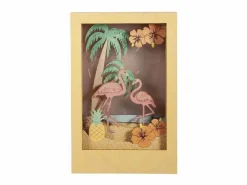 Outlet Marco de madera con escena 3D - 20 x 30 x 6,7 cm - Flamingo Beige