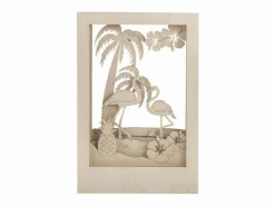 Outlet Marco de madera con escena 3D - 20 x 30 x 6,7 cm - Flamingo Beige