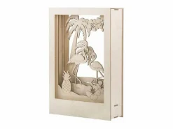 Outlet Marco de madera con escena 3D - 20 x 30 x 6,7 cm - Flamingo Beige