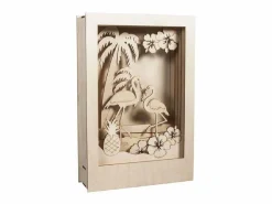 Outlet Marco de madera con escena 3D - 20 x 30 x 6,7 cm - Flamingo Beige