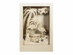 Outlet Marco de madera con escena 3D - 20 x 30 x 6,7 cm - Flamingo Beige