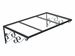 Hot Vente-unique Marquesina de puerta de aluminio L140 x l80 cm inclinado AMBAN Negro