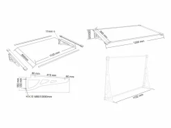 Vente-unique Marquesina KEPLER de aluminio - - 120x90x22cm Negro