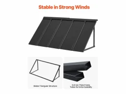 Marquesina para Puerta de Entrada SucceBuy, 143 x 61 cm, Marquesina Exterior de Metal, Estructura de Acero, Protección contra la Lluvia, para Puertas de Entrada