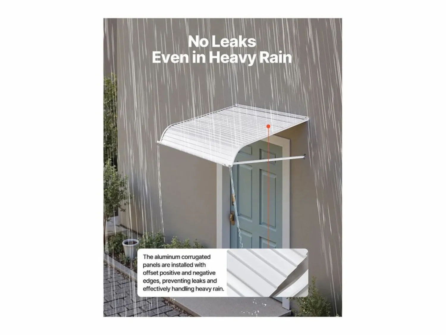 Discount Marquesina SucceBuy para Puerta de Entrada, 101,6 x 106,6 cm, Marquesina Exterior de Aluminio, para Puertas de Entrada, Ventanas de Porche y Balcones Marquesina