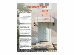 Discount Marquesina SucceBuy para Puerta de Entrada, 101,6 x 106,6 cm, Marquesina Exterior de Aluminio, para Puertas de Entrada, Ventanas de Porche y Balcones Marquesina