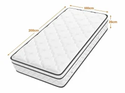DripeX Matelas 100x200cm - Grosor 26cm - con resortes ensacados - Multicapas Extra Confort 7 Zonas - Hipoaergénico