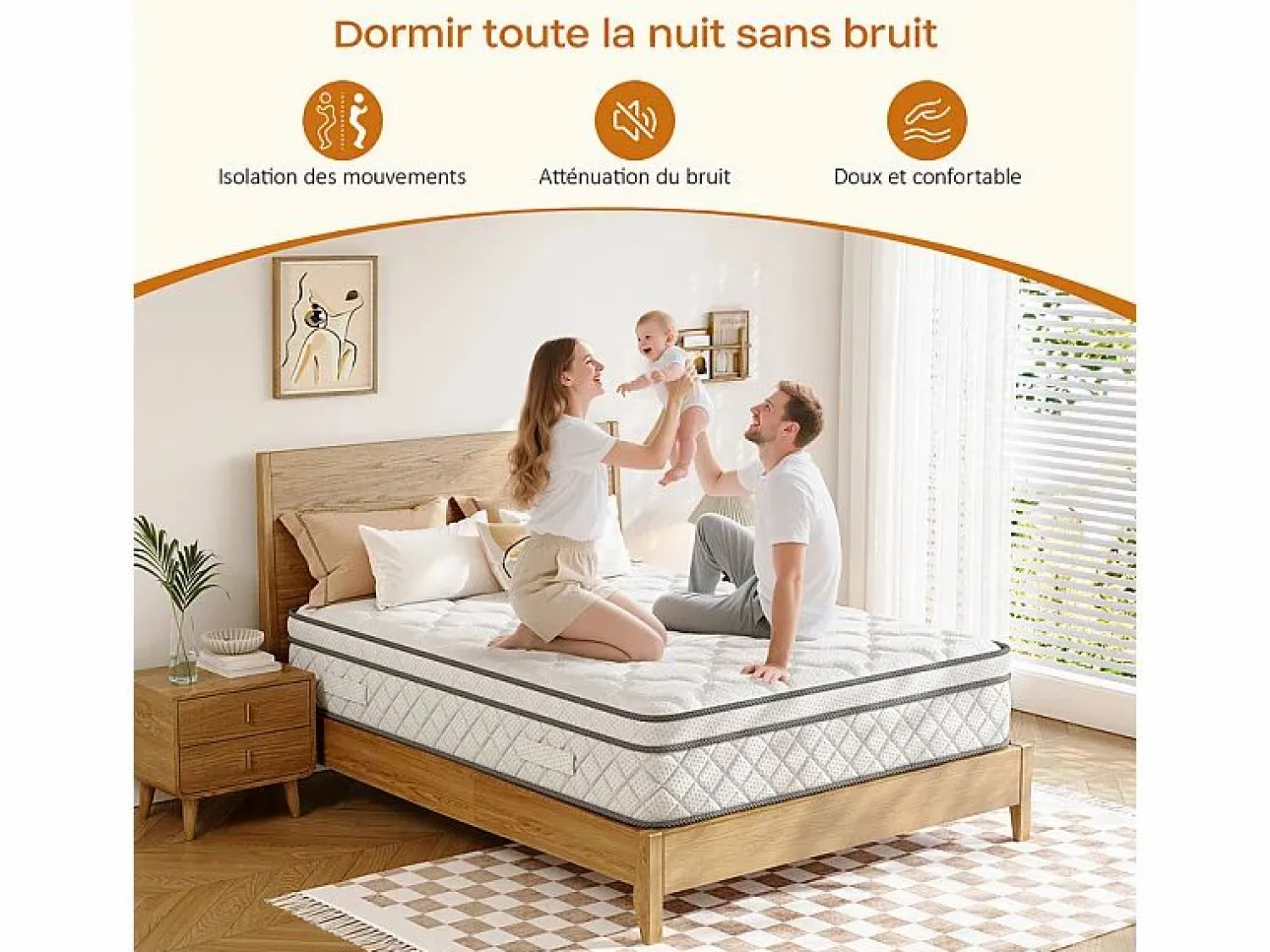 New Matelas 90x200cm - Grosor 26cm - con resortes ensacados - Multicapas Extra Confort 7 Zonas - Hipoaergénico Colchón Muelles Ensacados|Colchón Látex