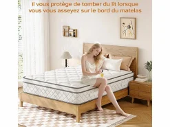 New Matelas 90x200cm - Grosor 26cm - con resortes ensacados - Multicapas Extra Confort 7 Zonas - Hipoaergénico Colchón Muelles Ensacados|Colchón Látex