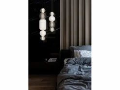 Discount Collar Lámpara de techo colgante de cromo LED integrada con collar moderno Pantalla de vidrio Lámpara Suspendida