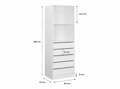 Clearance Sweeek Módulo armario con 5 cajones y 2 estantes Blanco