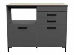 Módulo Cocina Smoke Estilo Industrial Roble 2 Cajones 2 Puertas 118 cm