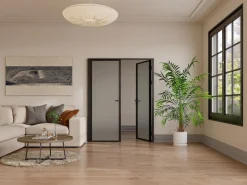 Vente-unique Módulo de puerta reversible de aluminio y cristal esmerilado - 2 x Al 204 x An 73 cm - LOXTON